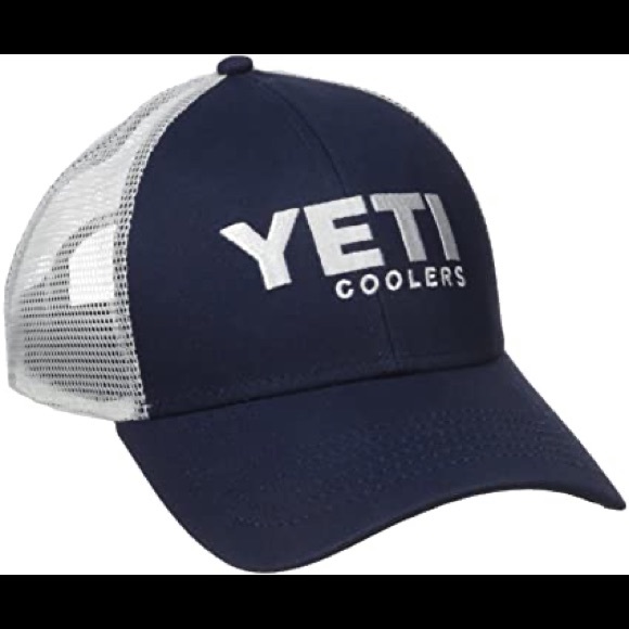YETI Coolers Mesh Back Hat Snap Back navy dark blue ball cap baseball logo - Picture 4 of 10
